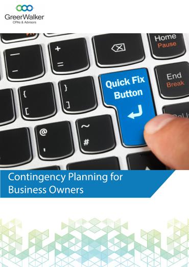 GreerWalker WP Cover Contingency Planning For Business Owners CT 8537, GreerWalker CPAs &amp; Business Advisors