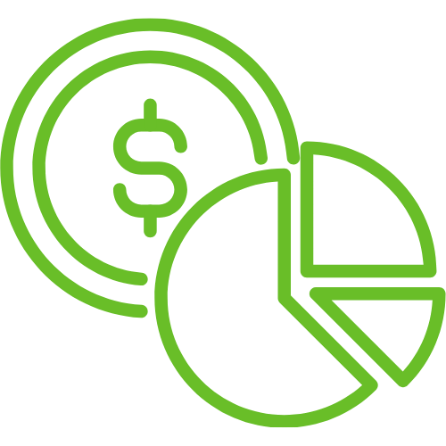 Icon of pie chart and coin