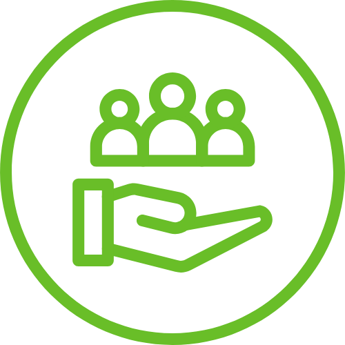 Icon of a hand with a group of people above